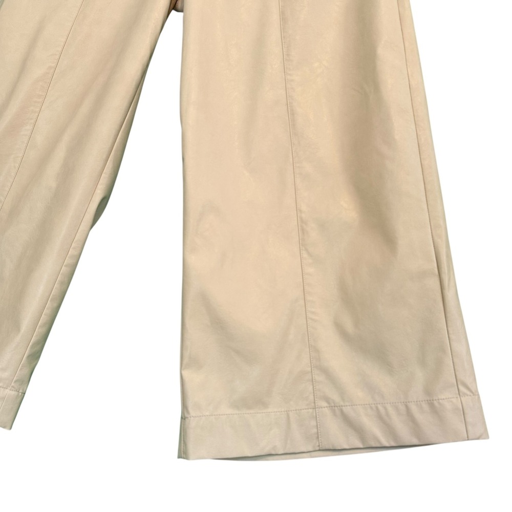 Tyler Boe Peyton Pleather Pants Wide‎ Leg Crop Faux Leather Womens 10 Tan - Picture 7 of 15